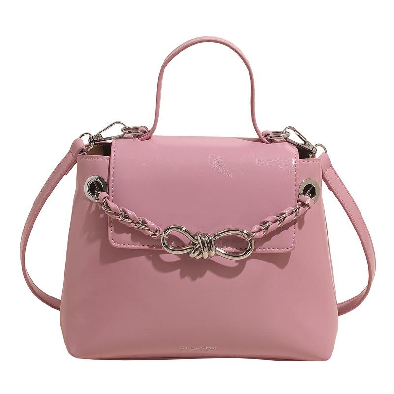 

Trend simple temperament versatile solid color chain handbag bag high sense women commuter messenger child and mother bag троянди рожеві кольору