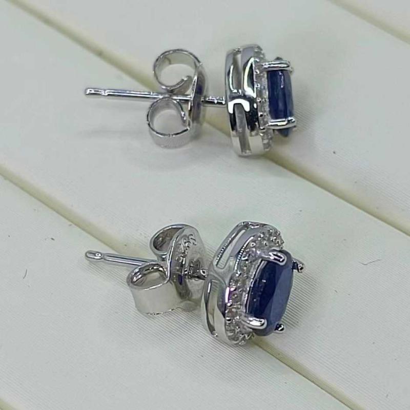 Sace Gems Sieviešu auskari 925 sudraba 4*6 MM dabīgā safīra auskari kāzu ballītei, smalkas rotaslietas dāvana