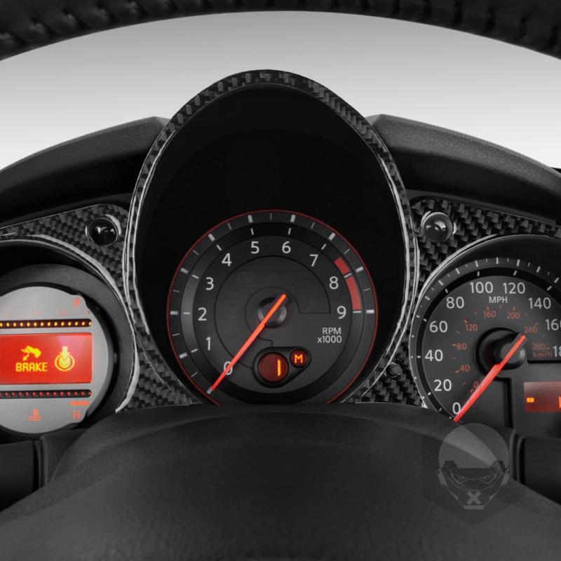 For Nissan 370Z 2009-2024 3pcs/set Carbon Fiber Car Dashboard trument Cluster Board Trim Dash Speed Panel Cover Frame Sticker