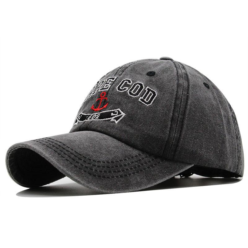 3D Three-Dimensional Anchor Embroidery Adjustable Cap Summer Pure Cotton Splicing Retro Washed Baseball Hat