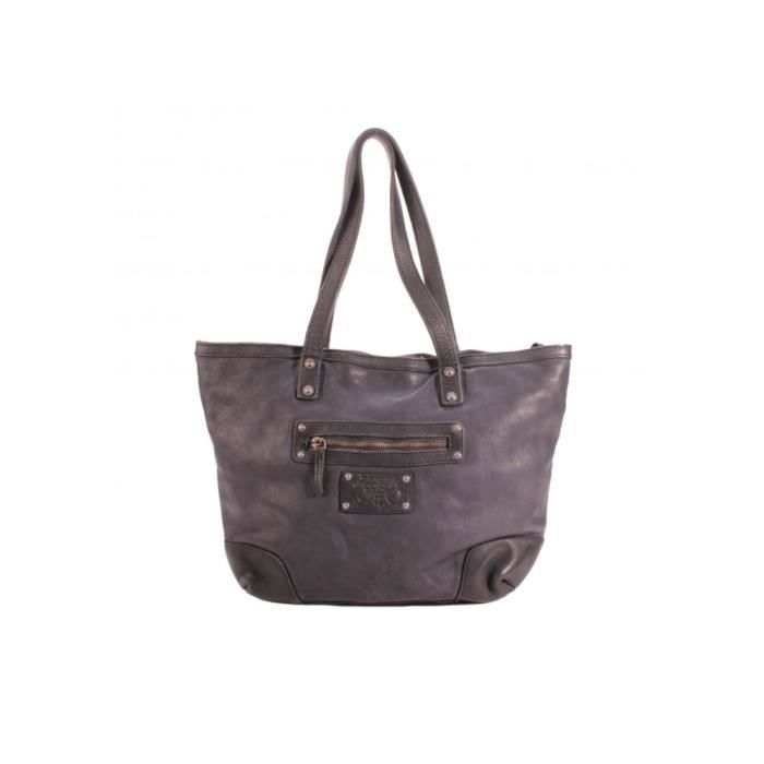 Tote Bag - LE TEMPS DES CERISES - Sana 2 - Black Leather - Shiny - Zipped