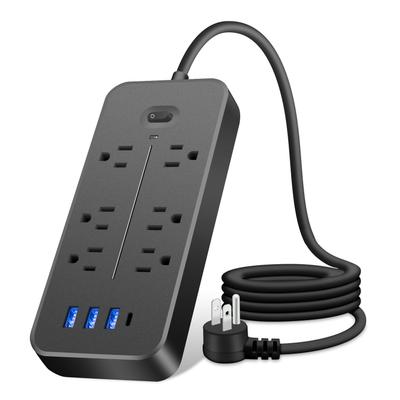 10-in-1 Überspannungsschutz-Steckdosenleiste mit USB-Anschlüssen 1,2 m Kabel Multifunktionaler Blitzschutz