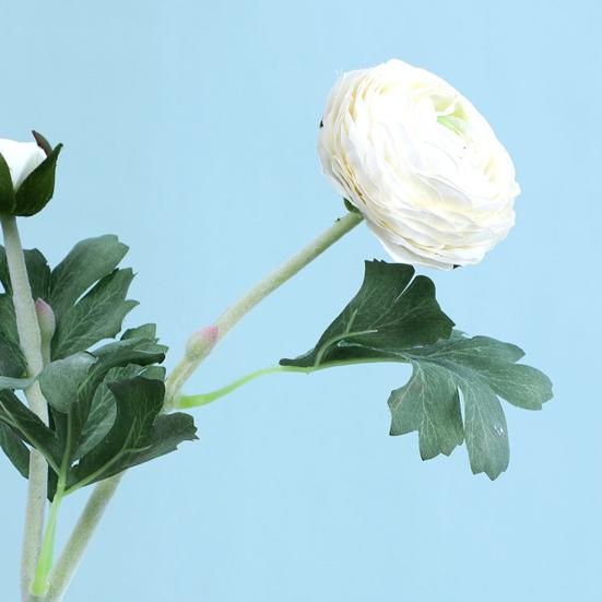 Sztuczny Jaskier Azjatycki 2 Główki Realistyczny Sztuczny Jedwabny Kwiat z Łodyżką Dekoracja Stołu Weselnego Imprezy Biura Domowego Wazon Sztuczny Kwiat