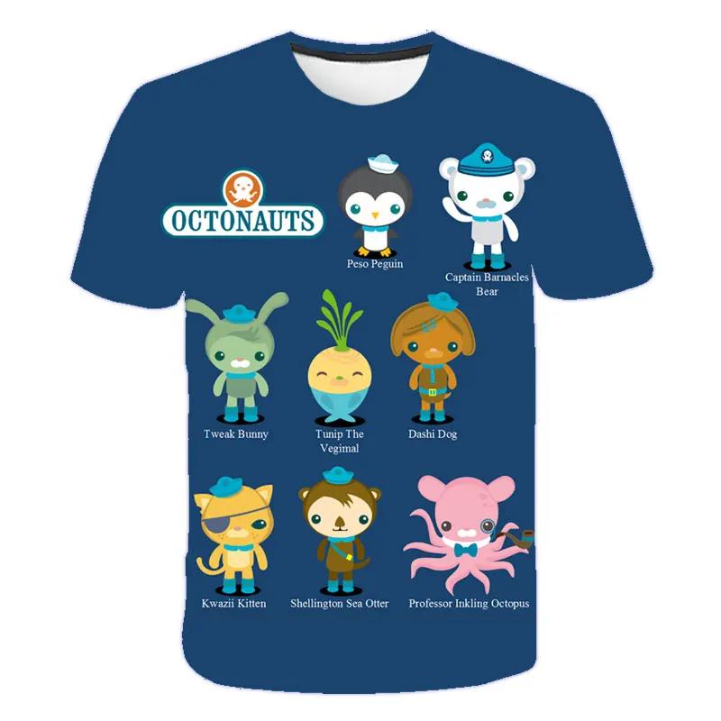 Kidss Fashion 3D The Octonauts Printed Short-Sleeved Tops For Boys Girls Summer Short-Sleeved High-Quality Children's Clothes
