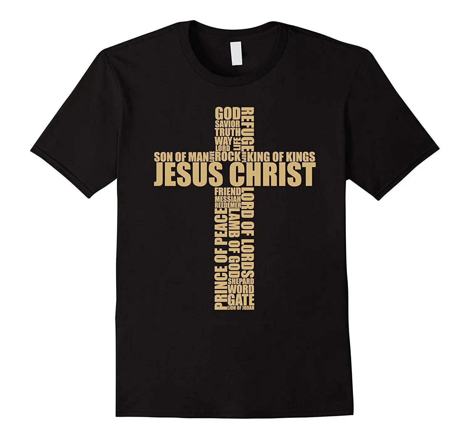 Names of Jesus Christ Cross Christian Religious T Shirt Short Sleeve 100 Cotton Casual Tshirts Loose Top Size S3XL S
