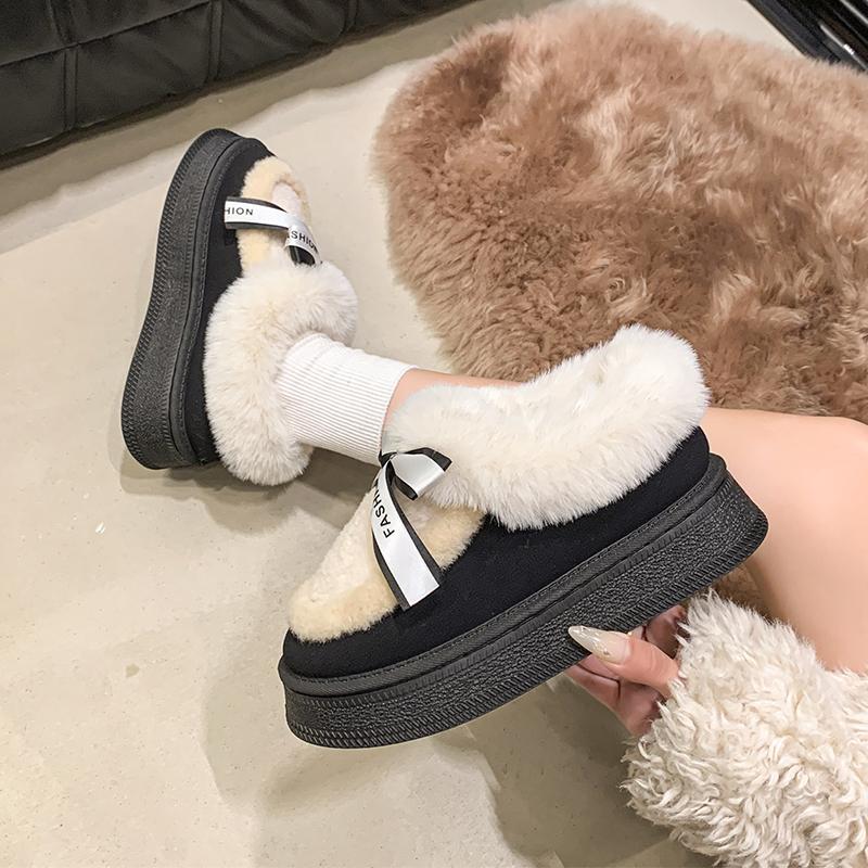 

Fashion Winter New Fashionable Bow Warm Home Boots for Women s Indoor Soft Bottom Slippers Comfortable Boots 35