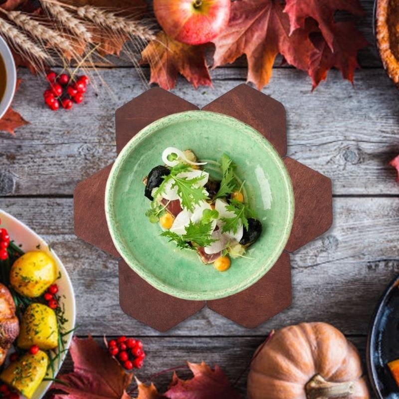 Set Of 6 Hexagonal Wood Cup Mats for Drink Heat Resistant Placemat Funny Jigsaws Coffee Coasters for Home Office