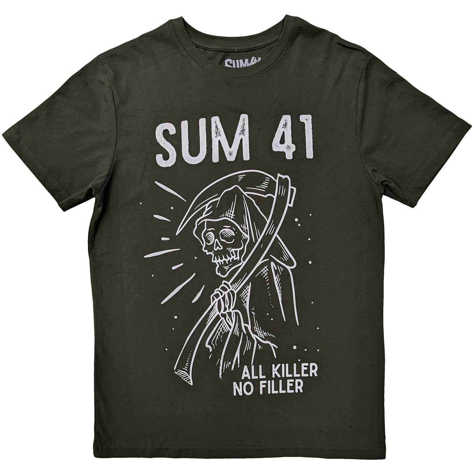 Футболка Sum 41 All Killer No Filler Жнец Рок Официальная Зеленая Новая XL