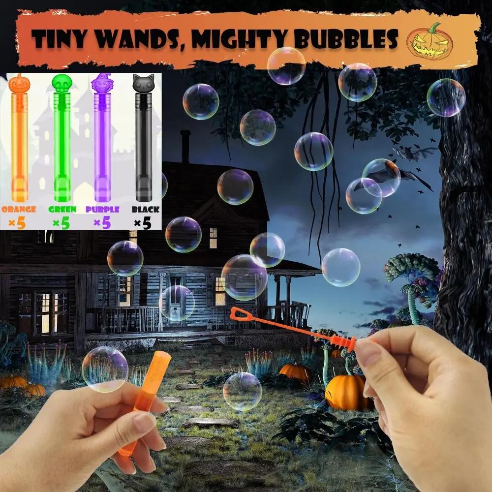 20 PCS Halloween Treats Plastic Mini Bubble Wands Refillable Empty Soap Bottle Prizes Trinkets Goody Bag Stuffer Party