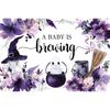 Halloween Decorations Baby Shower Backdrop A Baby Is Brewing Ghost Witch Cauldron Floral For Photo Studio Halloween Party Decor