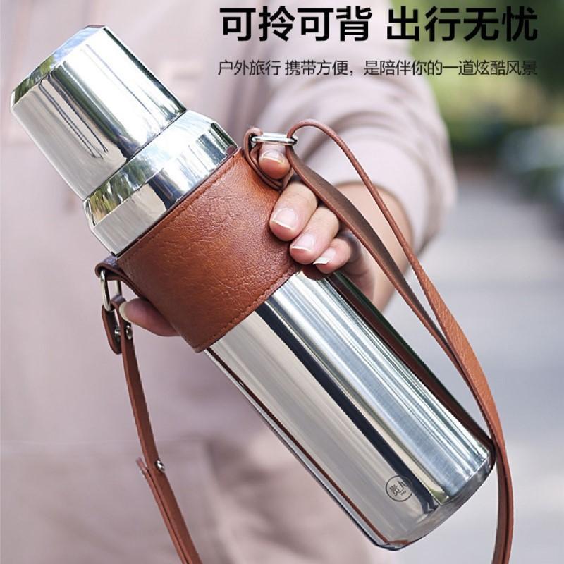 680/880/1100/1500ml Edelstahl Thermosbecher mit langem Teefach, 3 Deckel, nahtloser Innenbehälter, große Kapazität Outdoor-Wasserflasche