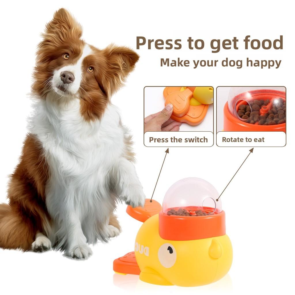 Yellow Pet Food Dispenser And Interactive Toy For Cats And Dogs With Abs Construction