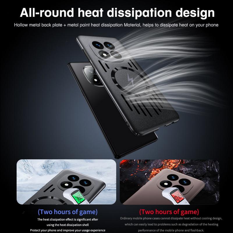 Hollow Back Plate Heat Dissipation Magnetic Suction Case for Xiaomi Redmi Note 14 Pro + Redmi K80 Ultra K70 Turbo4 Protect Cover
