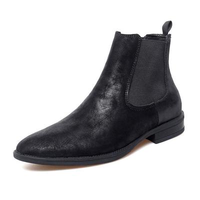 Men's Plus Size Chelsea Boots: British Style Soft Leather Ankle Boots with Pointed Toe In Sizes 46-48.