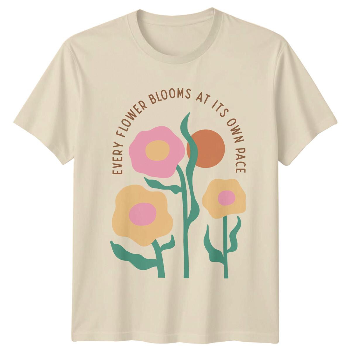 Every Flower Blooms At Its Own Pace Boho Nature T-Shirt XL