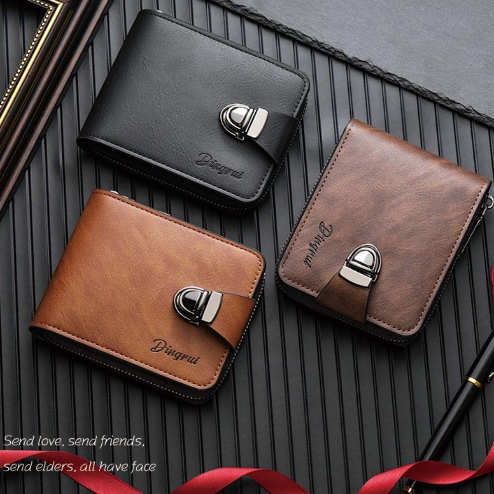 New Men's Premium Sense Short Frosted Leather Wallet Multi-Slot Coin Pocket Photo Holder Small Men's Wallet High Quality