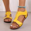 New European and American Style Velcro Flat Sandals Women's Large Size Fish Mouth Roman Shoes Comfortable and Breathable Beach Wear