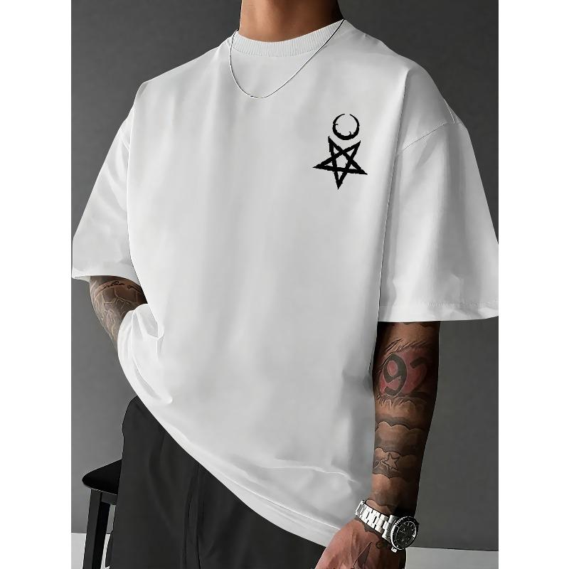 European Size Men's Dark Occult T-Shirt with Spell Chants & Wizard Rune Print - Loose Fit Casual Summer Tee Suitable for Daily Wear & Gothic Outfits