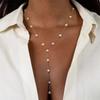 Bohemian White Imitation Pearl Y-Shaped Long Tassel Pendant Necklaces for Women Elegant Adjustable Chokers Chain Wedding Jewelry