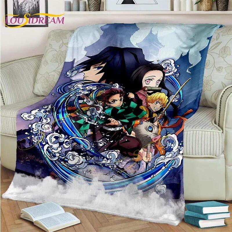 Japonské Anime Demon Slayer Deka Kreslená Deka Tomioka Giyuu Deka Potah na křeslo Deka Pohovka Přehoz přes postel Vějíř Dárek