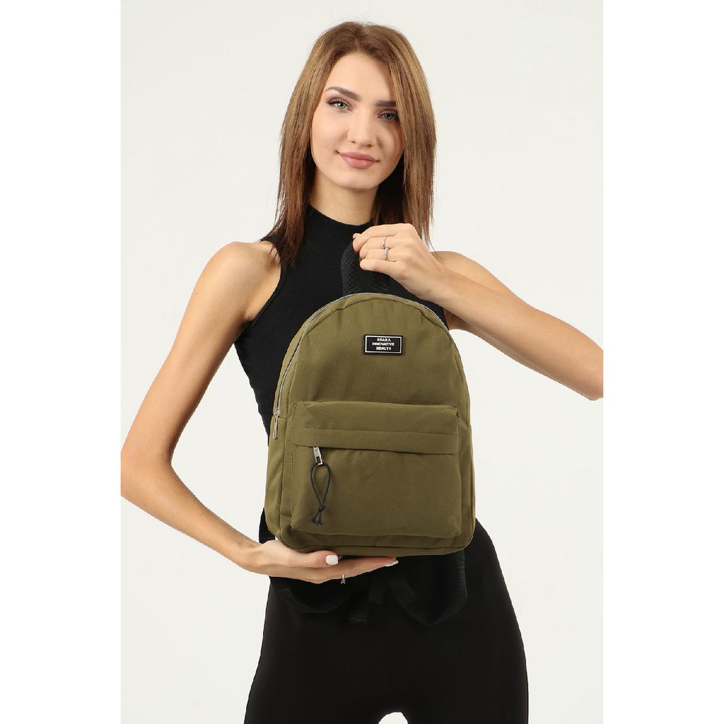 Schwarzer U21 Unisex-Rucksack mit Reißverschluss und 2 Fächern auf der Vorderseite, detaillierter Canvas-Stoff, Größe L:32 cm E:24 cm Breite:11. Jh