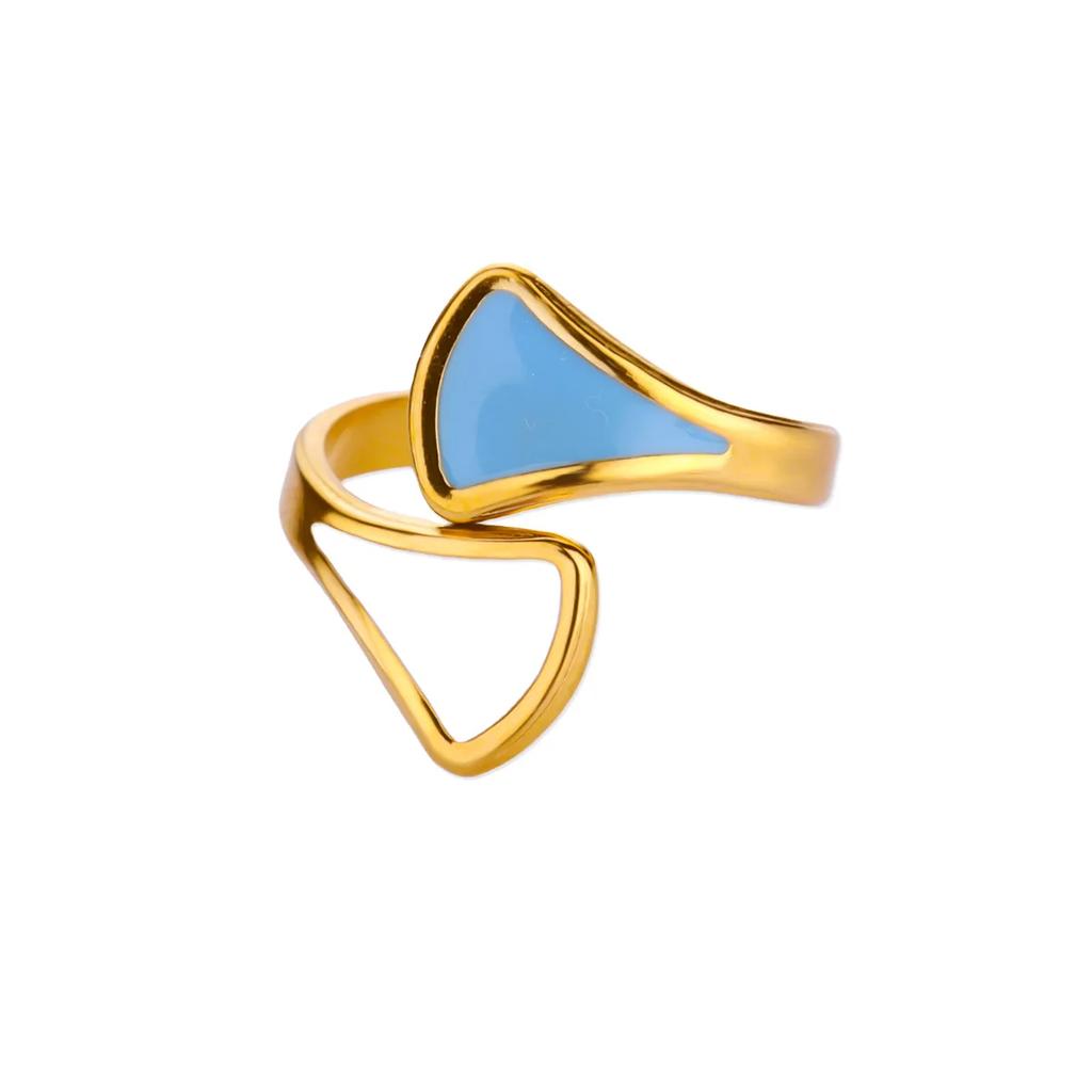 Vintage Green Stone Open Stainless Steel Rings For Women Fashion Gold Color Flower Zircon Ring Jewelry Aesthetic Anillos Gift