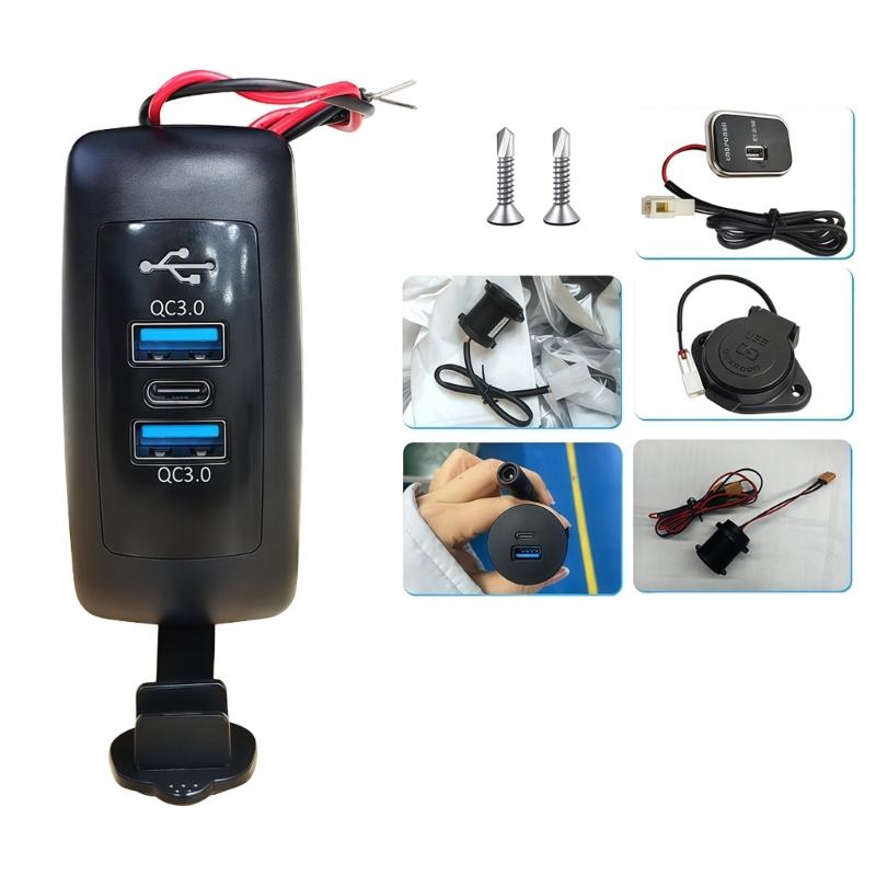 3 Port Car Chargers With Double QC3 0 18W And PD3 0 30W For RVs Truck Boat Easy Installation Dustproof Cover