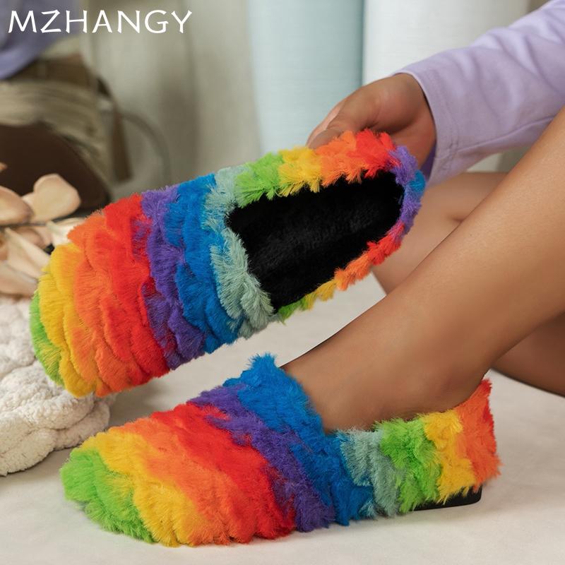 

fashion Fur Women Flats Loafers Shoes Fashion New Casual Cotton Shoes Woman 2024 Trend New Snow Boots Walking Winter Cozy Mujer Zapatos