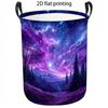 1pc Laundry Basket, Dreamy Purple Starry Night Sky Forest Pattern Dirty Clothes Basket, Large Capacity Foldable Storage Hamper, Portable Organizer for