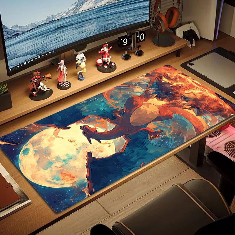 Charmander Mouse Pad, Large Gaming Desk Mat, Non-slip XXL Mousepad for Laptop & Tablet, Mini PC Playmat with Stitched Edges