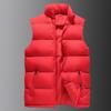 Winter Warm Thick Teen Solid Stand Collar Black Casual Zip Straight Hem Padded Vest