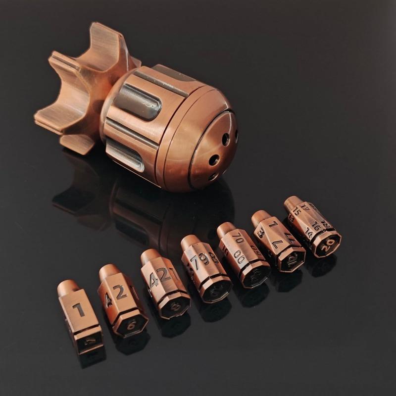 Набор из 7 металлических многогранных игральных костей с вращающимся револьверным — фото 8