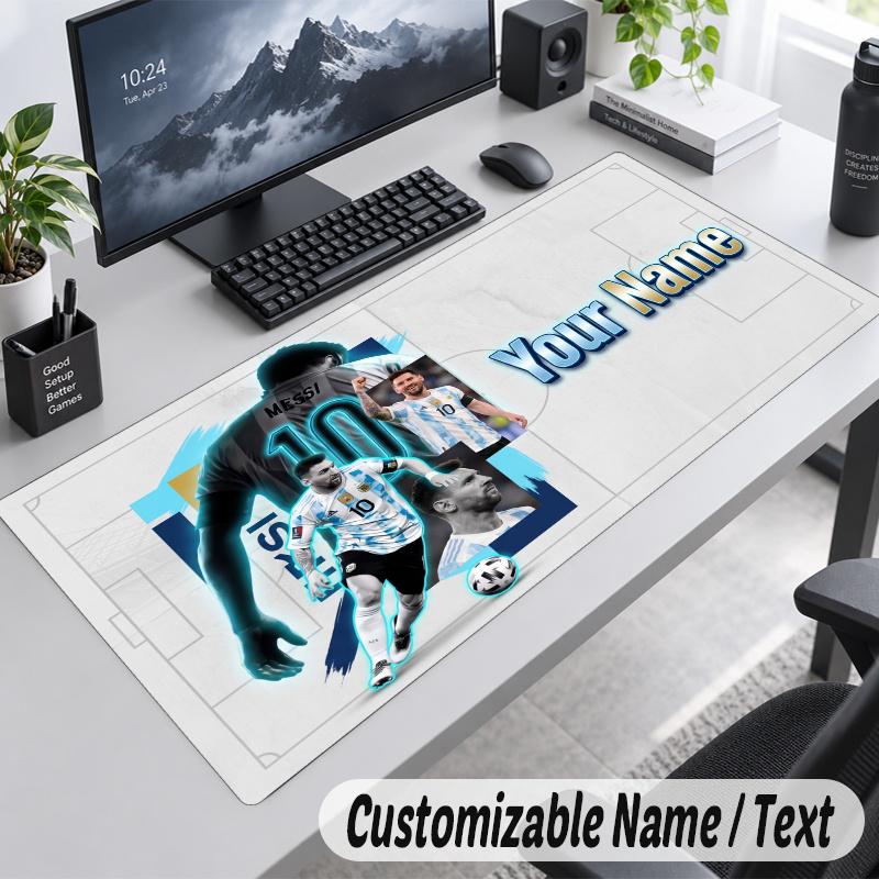 Lionel Messi Personalisiertes Großes Mauspadd Benutzerdefinierter Name Text Erweiterte Schreibtischmatte Gaming-Mauspad