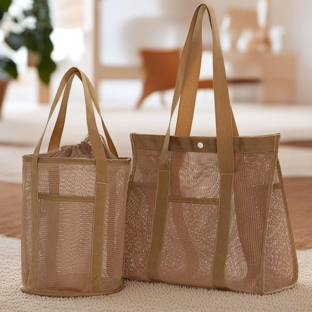 Large-Capacity Beach Toy Baskets Drawstring Portable Bath Storage Bag Travel Wash Tote Bag  Family