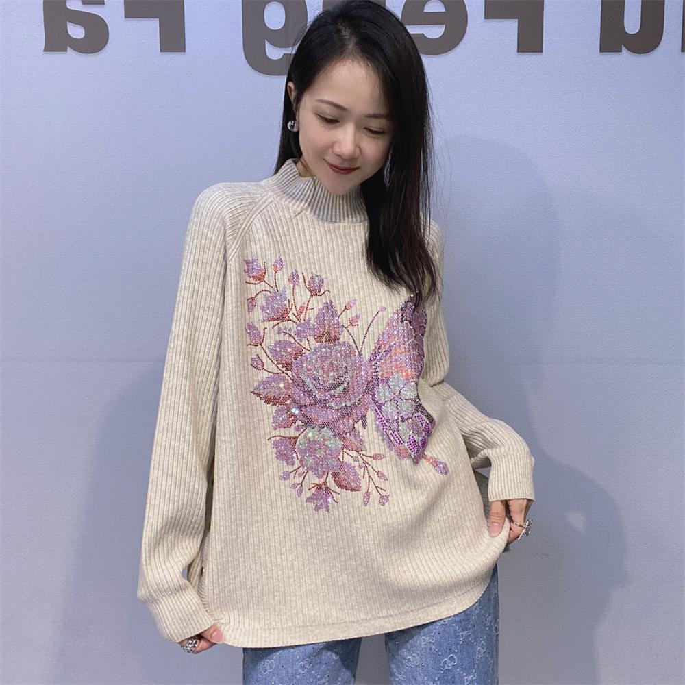 

Полосатый вязаный свитер с полувысоким воротником — универсальный топ для женщин на осень и зиму, облегающий свитер большого размера one size абрикосовый