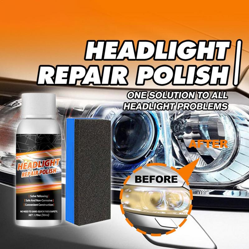Headlight Polishing Liquid Automatic Plating Refurbishment Repair Agent 50 ML Car Lamp Crystal Plating Refurbishment Sponge