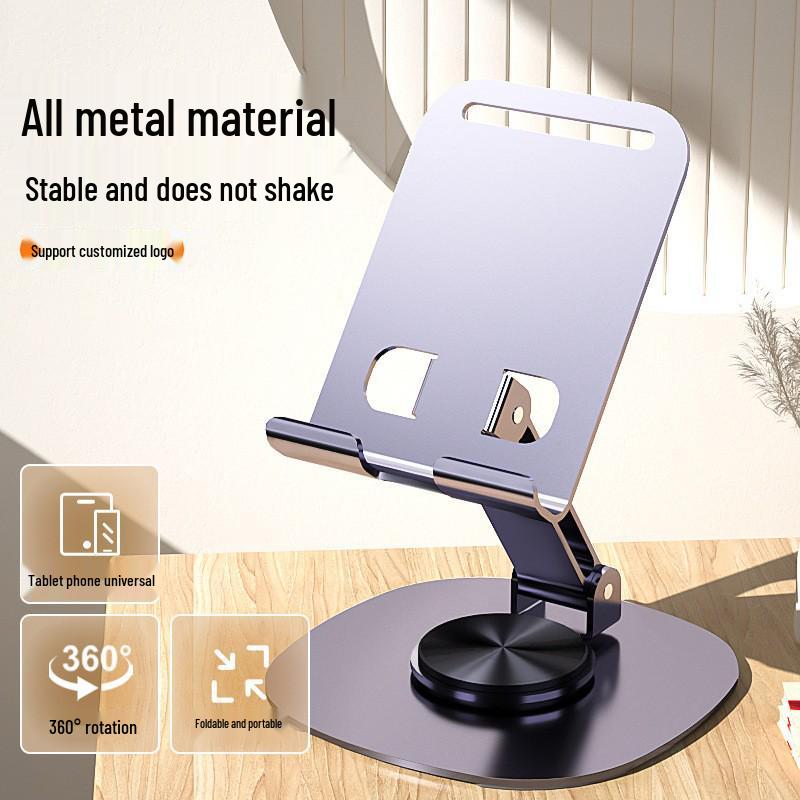 Portable Full Metal Rotating Desk Phone Holder - Folding Stand for Live Streaming