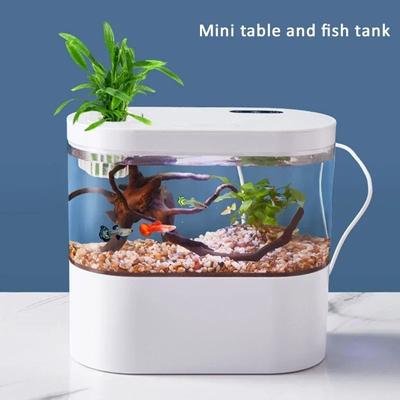 Fischtank Aquarium Ökologisches Desktop-Landschaftsdesign Kreative selbstzirkulierende biochemische Filtration Mini-Fischtank
