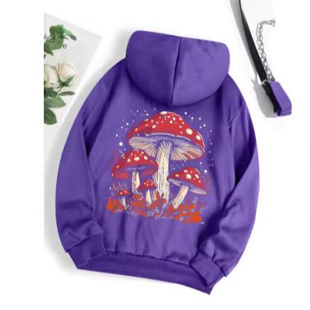 Fashion Women's T-Shirt Red Mushroom Personality Graphical Hoodie For Loose Sweatshirts Casual Sweatshirts Fashion Hooded