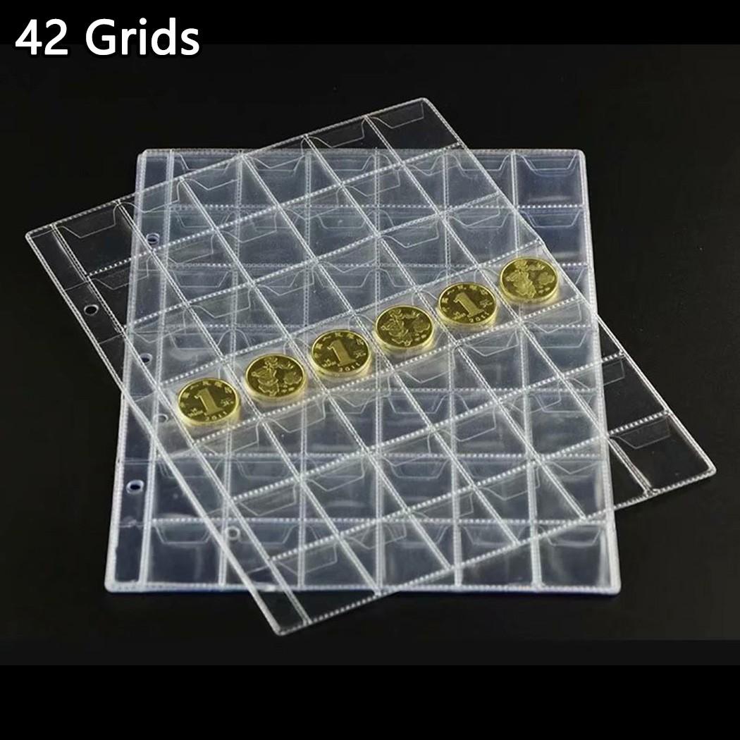 

Хранение коллекции монет 10 прозрачных пластиковых листов-вкладышей 42 кармашка-держателя