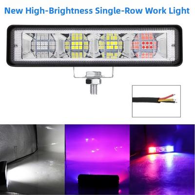 12V LED Work Light Single Row 4 Hole White Red Blue Strobe Auxiliary Light Super Bright Car LED Work Light LED Light Aluminum