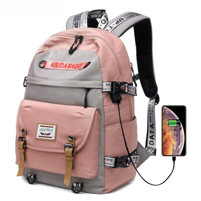 Large Capacity College Bags School Backpack For Girls High School Bookbags With USB Charging Port Lady Women Travel Backpacks