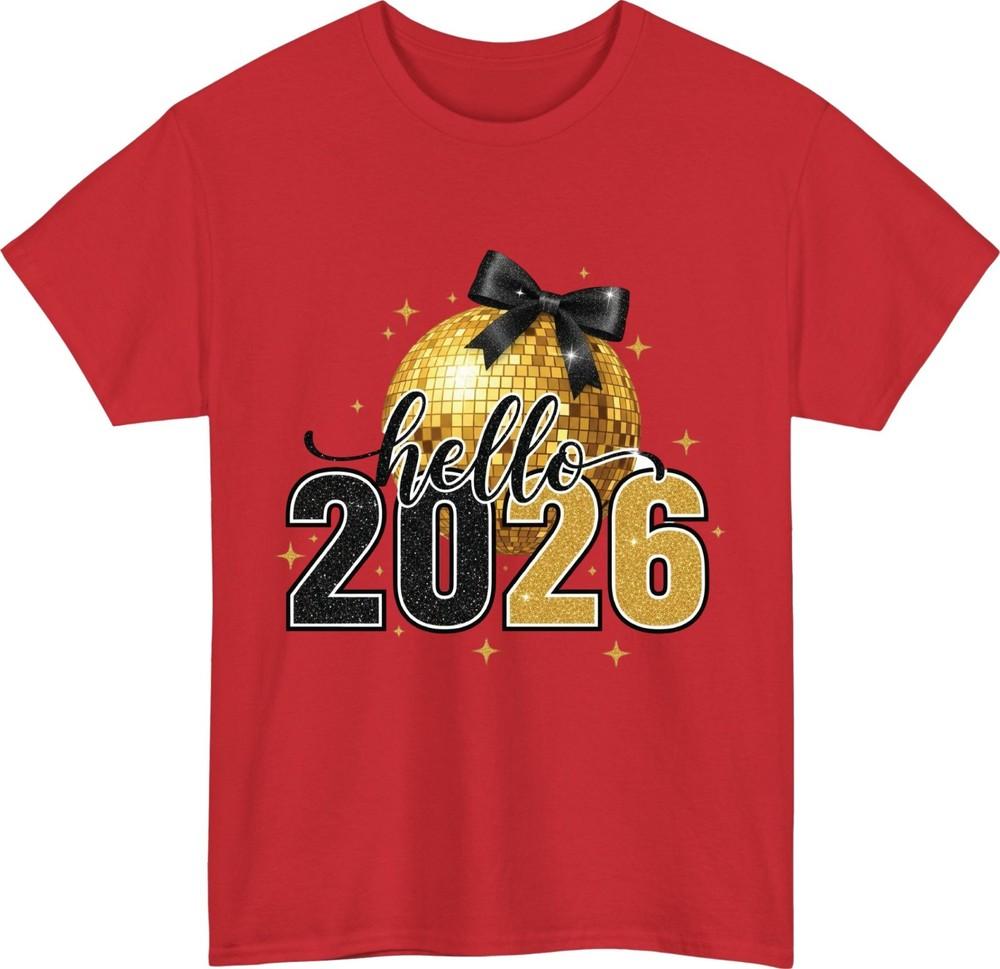 Hello 2026 New Year TShirt Festive Disco Ball Tee Happy New Year Gift Party Top S