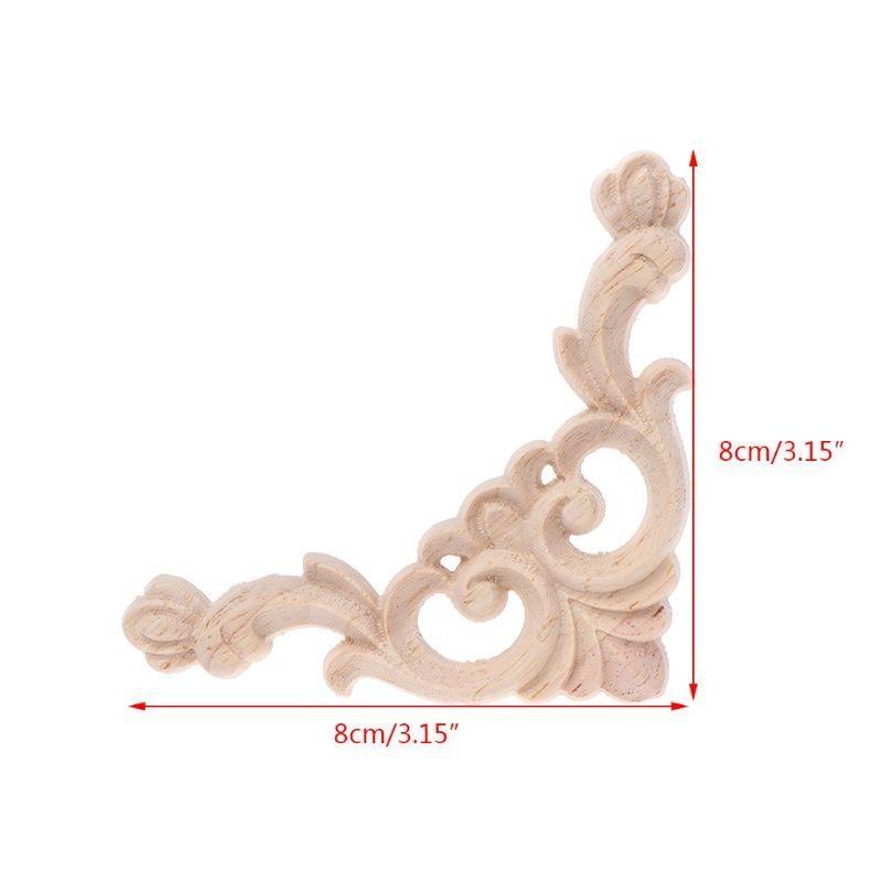 

24TE 4pcs/set Carved Corner Onlay Applique Unpainted Frame Cupboard Cabinet Deca CN