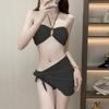 New sexy bikini three-piece gauze skirt swimsuit European and American bikini neck tube top vacation seaside women's swimsuit