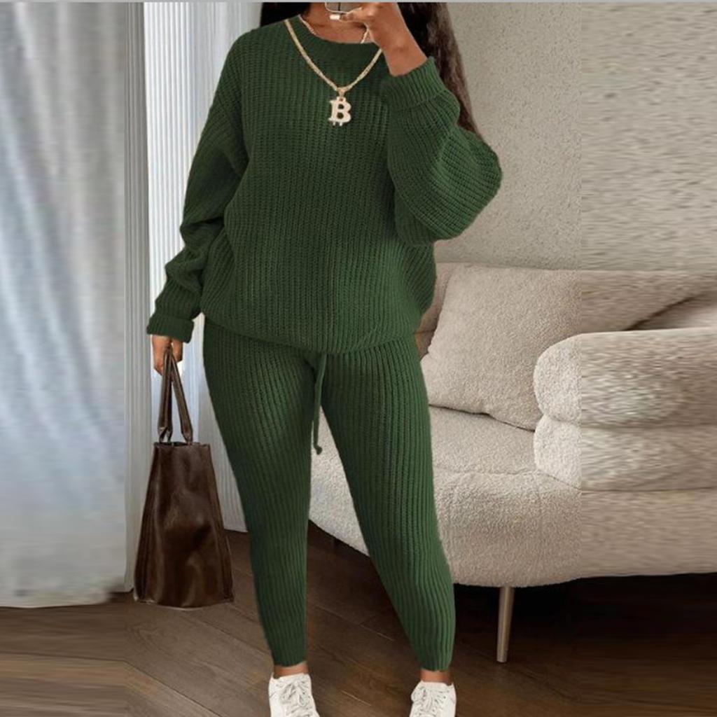 Fashionable Women's Casual Knitted Two-piece Suit