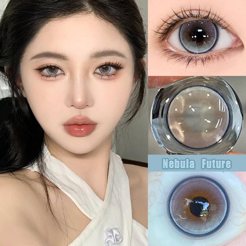 MillCreek Color Contact Lenses with Grade 2Pcs Blue Purple Yearly Use 14.2mm Soft Lens Eye with Free Gifts Ladies Student Anime Natural Contact Lens