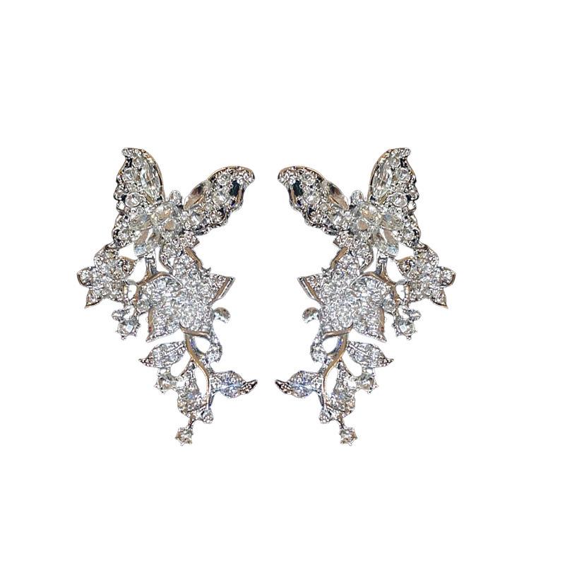Ear Cuff a Forma di Farfalla con Nappe e Strass - Non Richiede Foratura