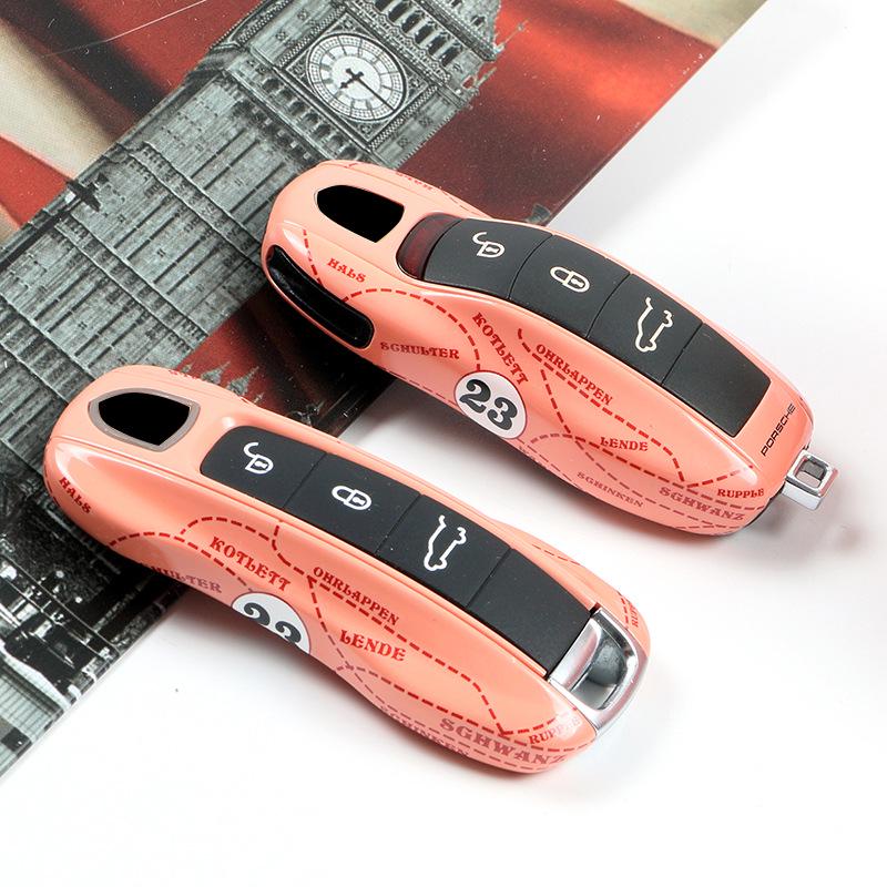Suitable for Porsche Pink Pig Key Shell New Cayenne, Panamera, MACAN, 718 Car Key Shell & Pendant