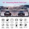 10'' Touch Screen Car Stream Media Dashcam DVR 1080P Dual Lens IPS Rearview Mirror Dash Camera Night Vision Video Recorder